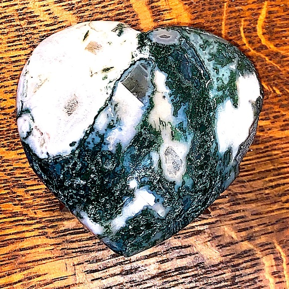 MOSS AGATE DRUZY HEART CRYSTAL NATURAL QUARTZ GEMSTONE NEW HEALING STONES - Picture 2 of 14